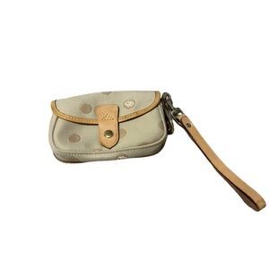 Dooney and Burke beige wristlet-DB monogram dots- Beige Polka Dot Dooney canvas